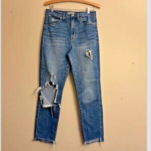 Madewell Women's High Rise Slim Boyjean Denim Pants Distressed Size 28